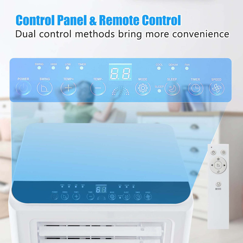 Costway 6500 Btu(10000 Btu Ashrae) Portable Air Conditioner 3 -in-1 Air Cooler Dehumidifier Fan 24h Timer