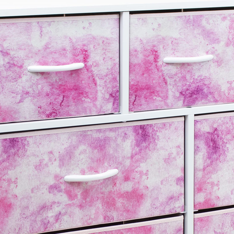 Commode avec 9 tiroirs Sorbus, Teinture par nouage rose