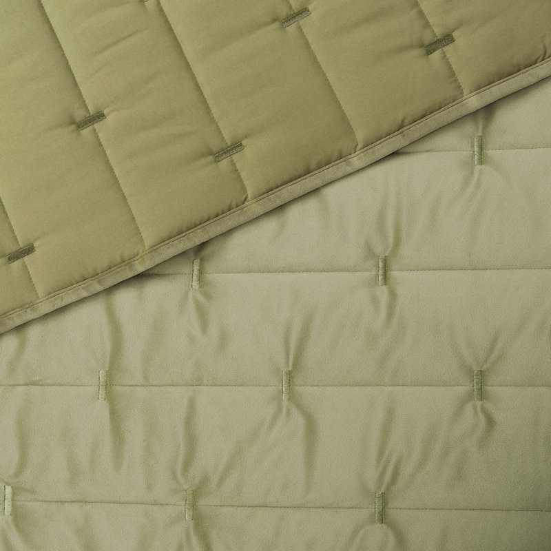 Indigo Road by Egypt Sherrod Malone Luxe Channeled Velvet Quilt Set, Queen Quilt + 2 Shams, Green