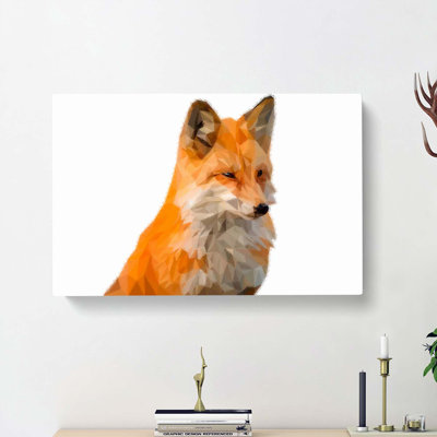 Geometric Red Fox In Abstract - Wrapped Canvas Painting