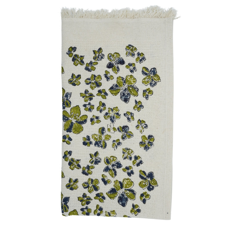 Serviettes de main gaufrées à imprimé gaufré 17X32 en coton de luxe durable pour votre salle de bain "Saancha", bleu