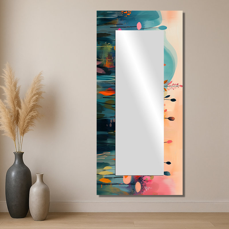 «Botanical Wildflowers Petals In The Breeze II», art mural traditionnel miroir décoratif, 28 po x 60 po