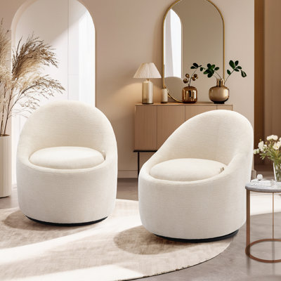 Modern Upholstered Swivel Barrel Chair,No Assembly Required (Set of 2)