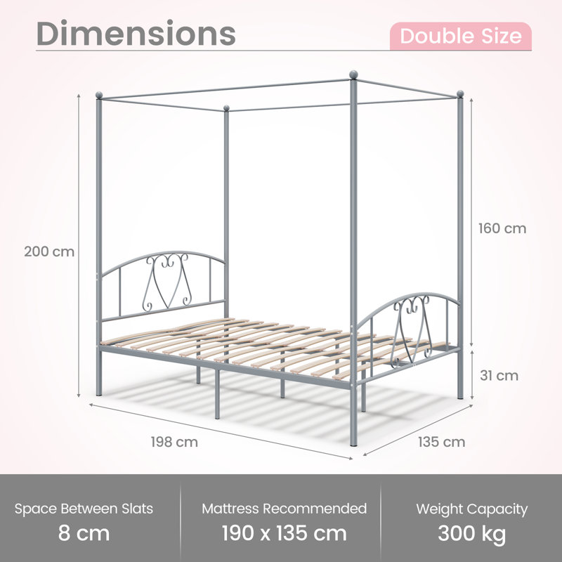 Allensby Canopy Bed, Silver