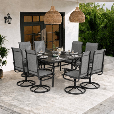 9-Piece Patio Dining Set with Rectangular Table