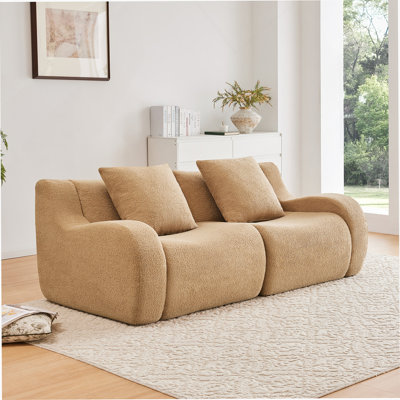 Canapé doux et confortable en tissu Teddy avec design épuré et antidérapant