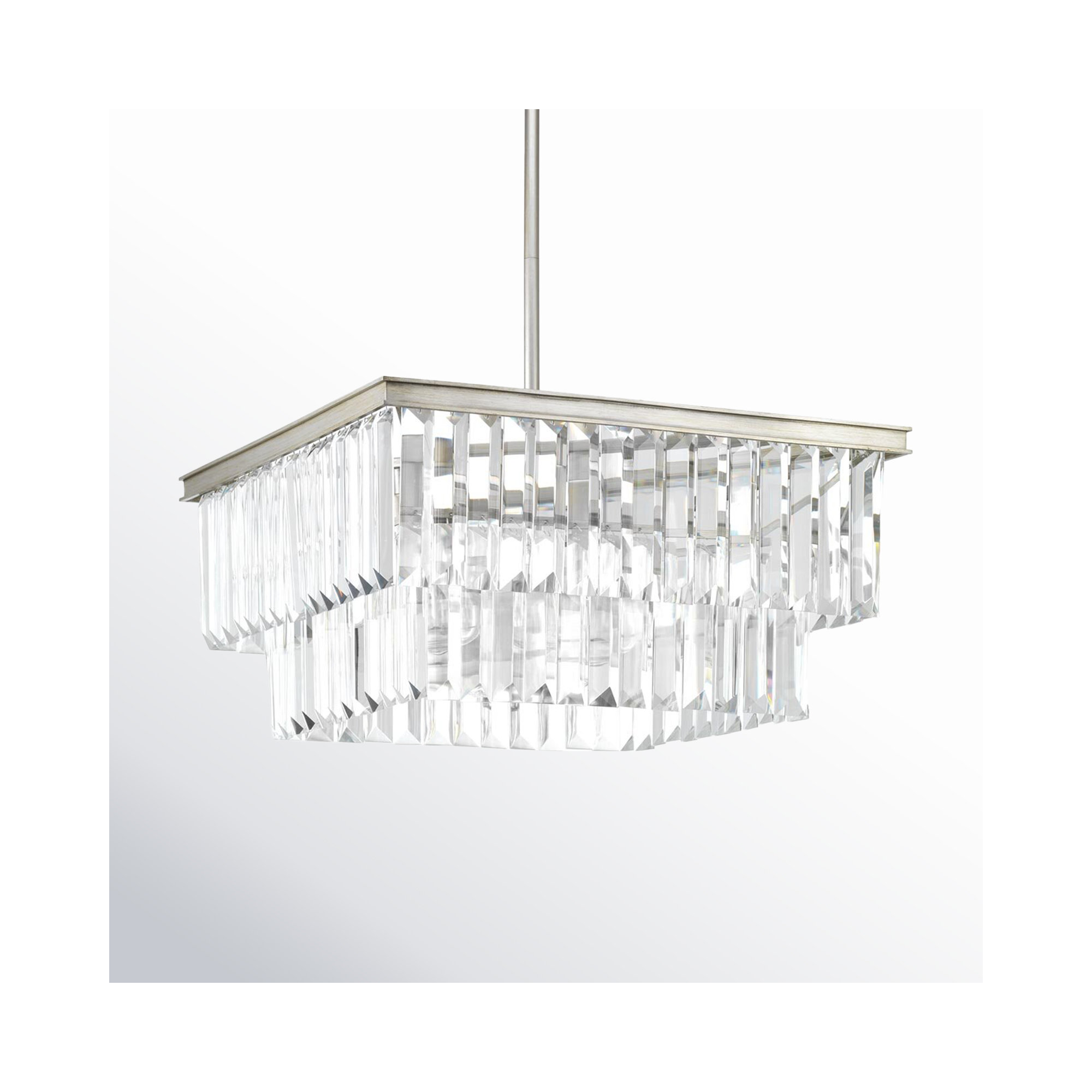4 Light Glass Dimmable Pendant, Silver Ridge
