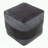 Square Ottoman with Leather and Canvas Stitching