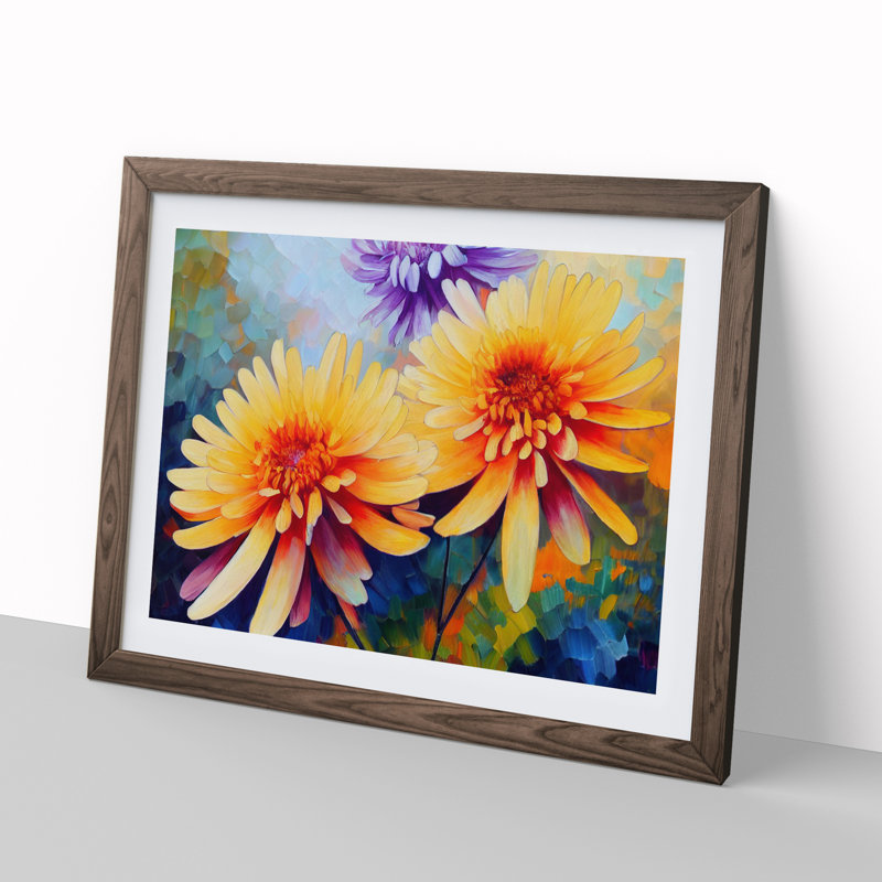 Chrysanthemum Flowers Vol.1 - Framed Print, 46cm H x 64cm W x 2cm D, Walnut Framed