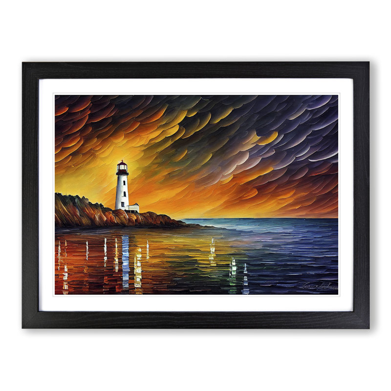 Lighthouse Vol.2 - Single Picture Frame Painting, Black, 34cm H x 46cm W x 2cm D