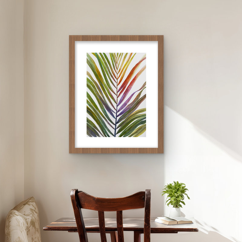 Watercolor Tropical Palm Leaf - Office Green, reproduction encadrée