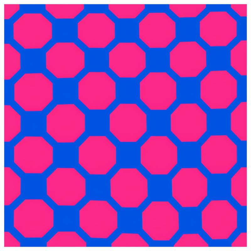 Pink Blue Octagonal Pattern Shower Curtains Extra Long, 70in W x 93in H