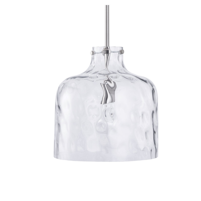 Adlan Farmhouse 1-Light Textured Glass Nickel Pendant Light, Nickel