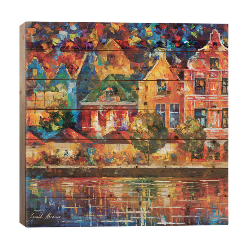 «Amsterdam Of My Dreams On Wood» par Leonid Afremov, reproduction