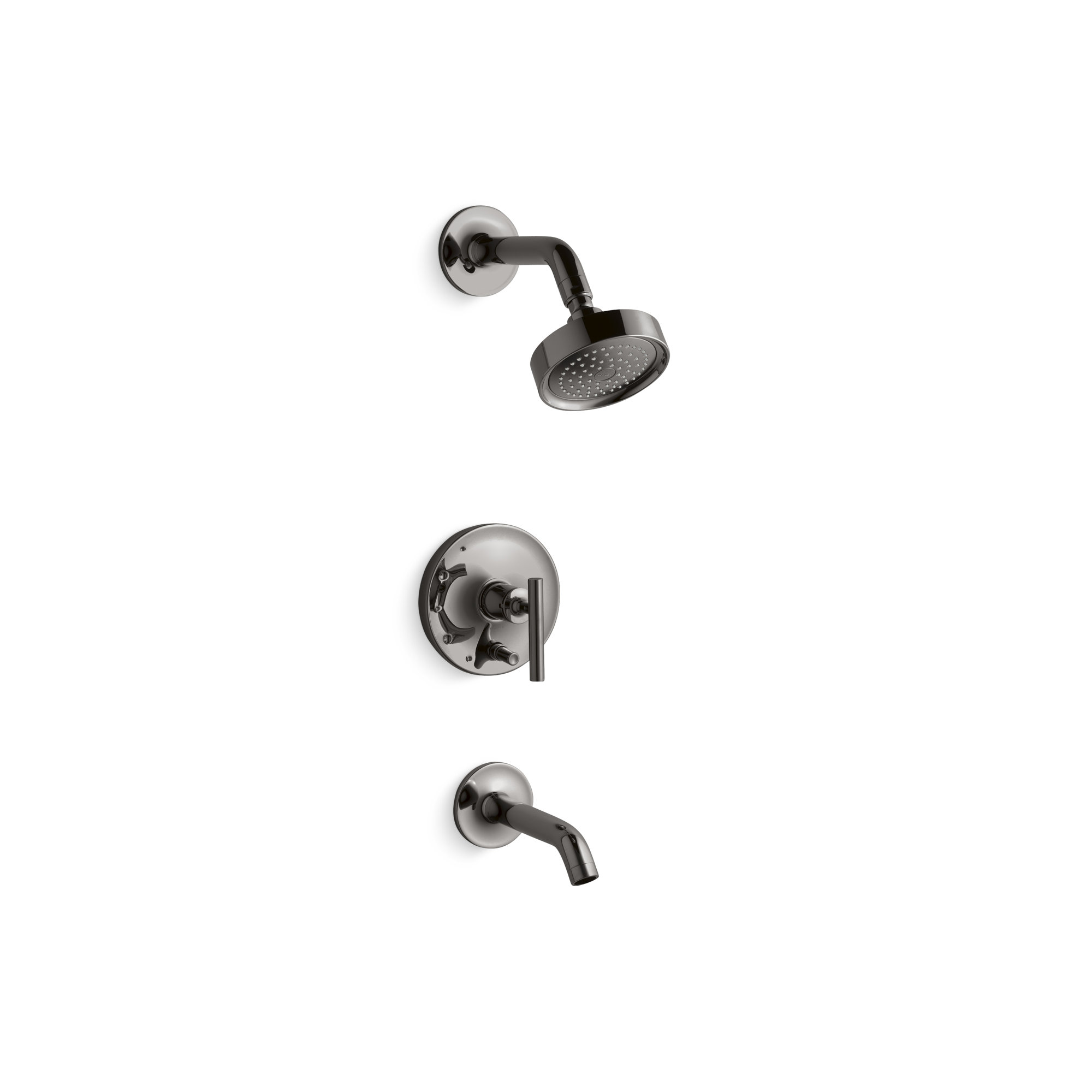 Purist Pressure-Balancing Thermostatic Tub and Shower Faucet, Vibrant Titanium, 2.5 GPM, Cross Handle