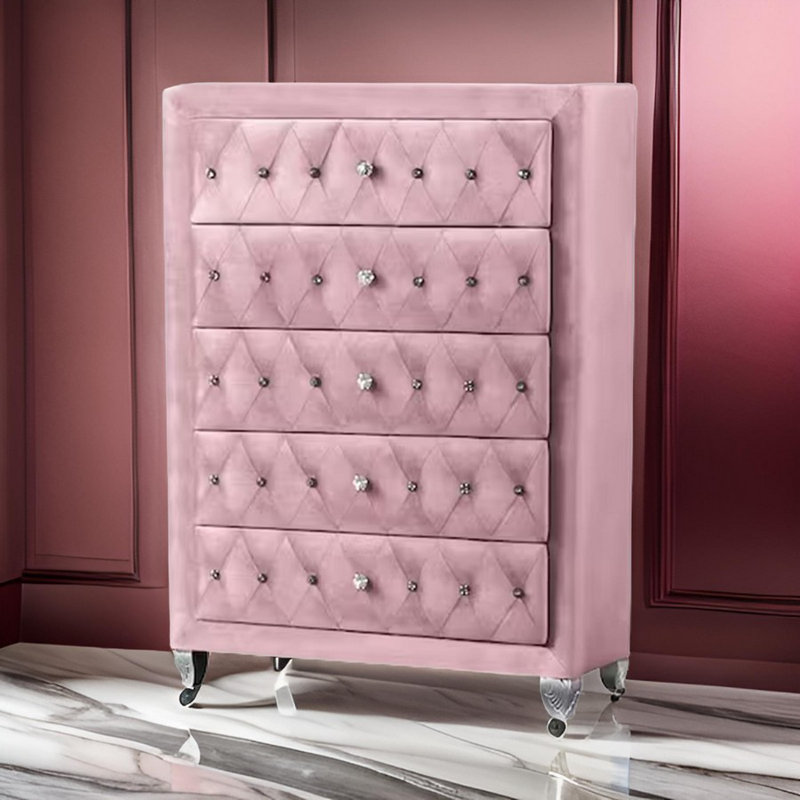 5 - Drawer Dresser, Pink