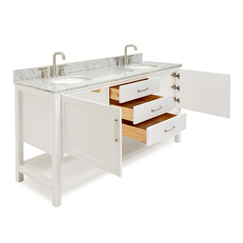 Bayhill 73'' W Double Vanity, 73", White, Oval