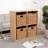 Handwoven Water Hyacinth Storage Baskets, Set Of 4 Cube Bins For Shelves, Kitchen, Living Room, And Home Organization-1048128654-1048128653-1048128663
