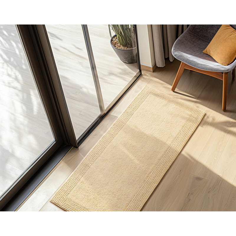 Tapis pour salle de bain réversible 100% coton naturel 17 x 24 po 3000 g / m² avec aspect dense, douceur supérieure, velours moyen 0,5 po, lavable à la machine