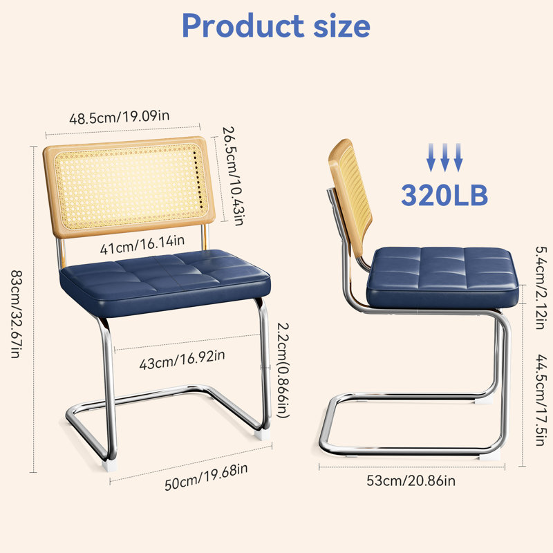 4 chaises de salle à manger modernes bleues, dossier tissé à la main, mousse haute densité, idéal pour le salon en similicuir naturel, cuisine de qualité
