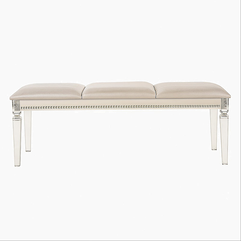 Banc en acrylique avec siège rembourré, blanc perle
