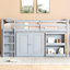 Lit mezzanine simple avec armoire de rangement, armoire à tiroirs et tablettes et bureau coulissant, lit mezzanine en bois d'hévéa avec barrière de sécurité
