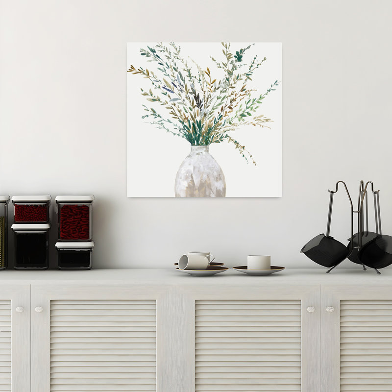 Vase d'herbe II, art naturel minimaliste délicat, H 18 po x l 18 po