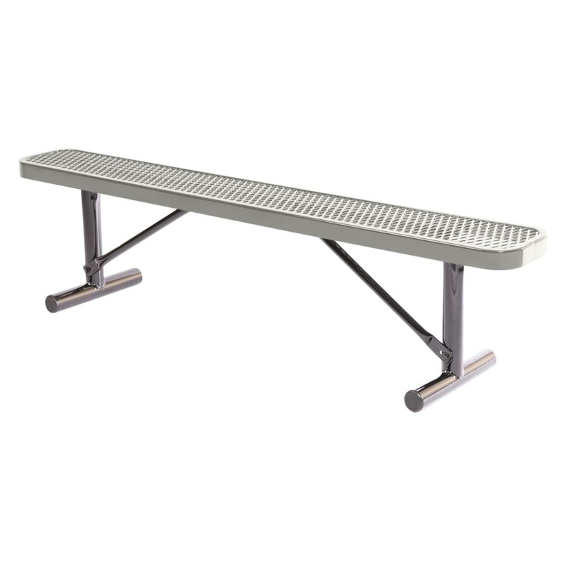 Bench, Textured Black, Expanded, 6Ft, No Back, Portable, 6ft No-Back Portable, Expanded, Textured Grey