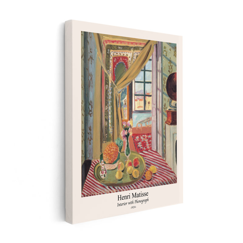 Henri Matisse - Intérieur avec Phonographe No2, Unframed, Canvas, 18"H x 24"W