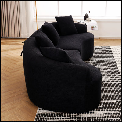 Canapé d'angle modulaire incurvé avec revêtement en chenille et mousse haute densité pour un confort optimal dans un salon moderne