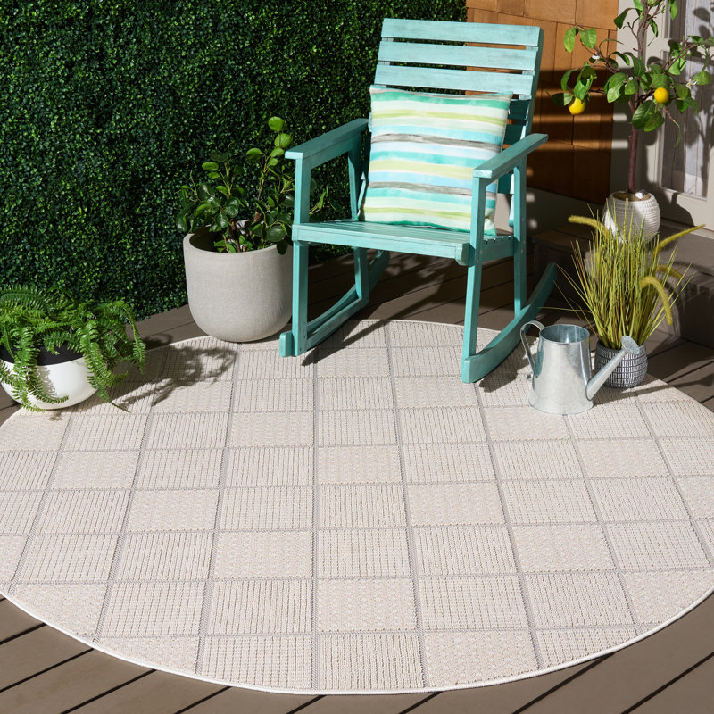 Tapis d'intérieur à motif géométrique Veranda Performance, Rond 6 pi 7 po