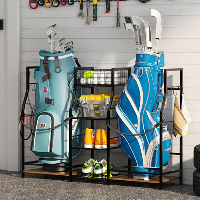 Golf Bag Storage Organizer for Garage Organization, Golf Bag Stand for Golf Bag Accessories, Spacious Golf Rack for Golf Clubs & Golf Essentials, Ideal Golf Gifts for Men