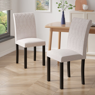 Modern Dining Room Chairs Set Of 2, Upholstered Parsons Chair With High Back, Accent Diner Side Chairs, Leather Kitchen Chairs Solid Wood Legs For Din by Winston Porter