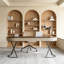Bureau moderne en similicuir brun noisette