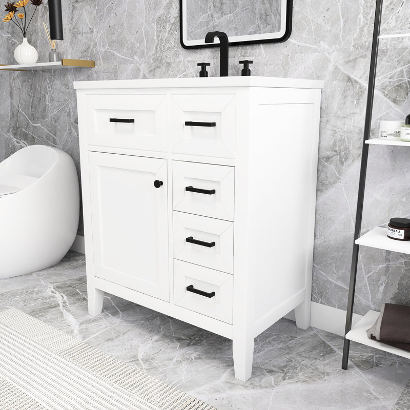Meuble-lavabo simple 30 po avec comptoir, Noir, noir, noir, noir