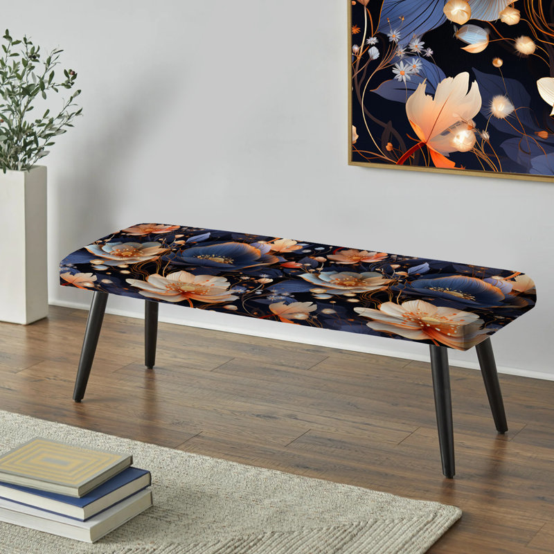 Greig - Banc rembourré floral noir