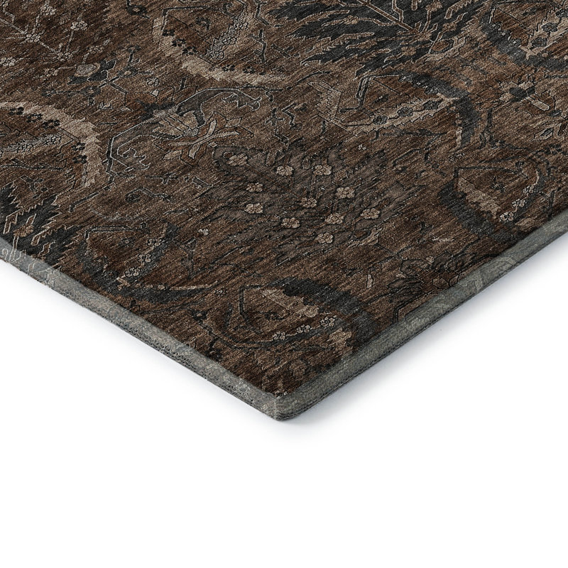 Premium Machine Washable Jamestown AMF1082 Damask Rug, Rectangle 9' x 12'