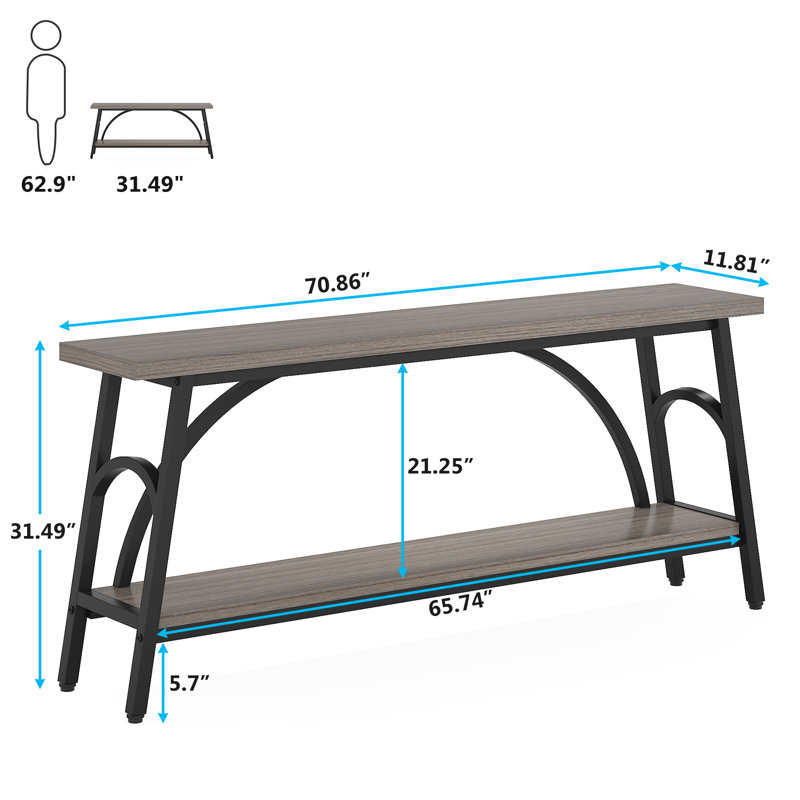 Console 70,86 po Merga, Gris / noir