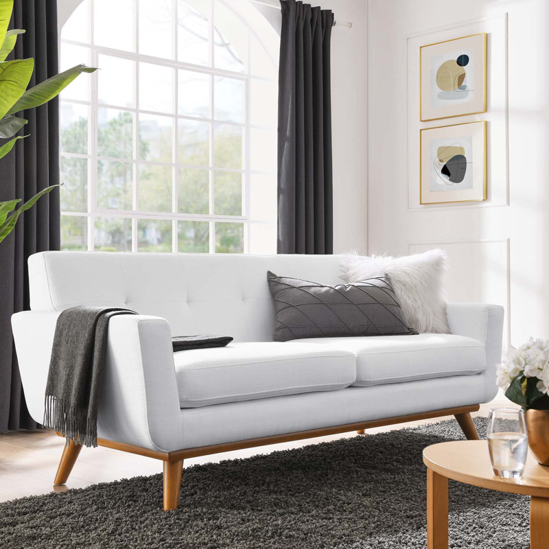 Causeuse rembourrée et revêtue de tissu Engage de Modway, Polyester blanc