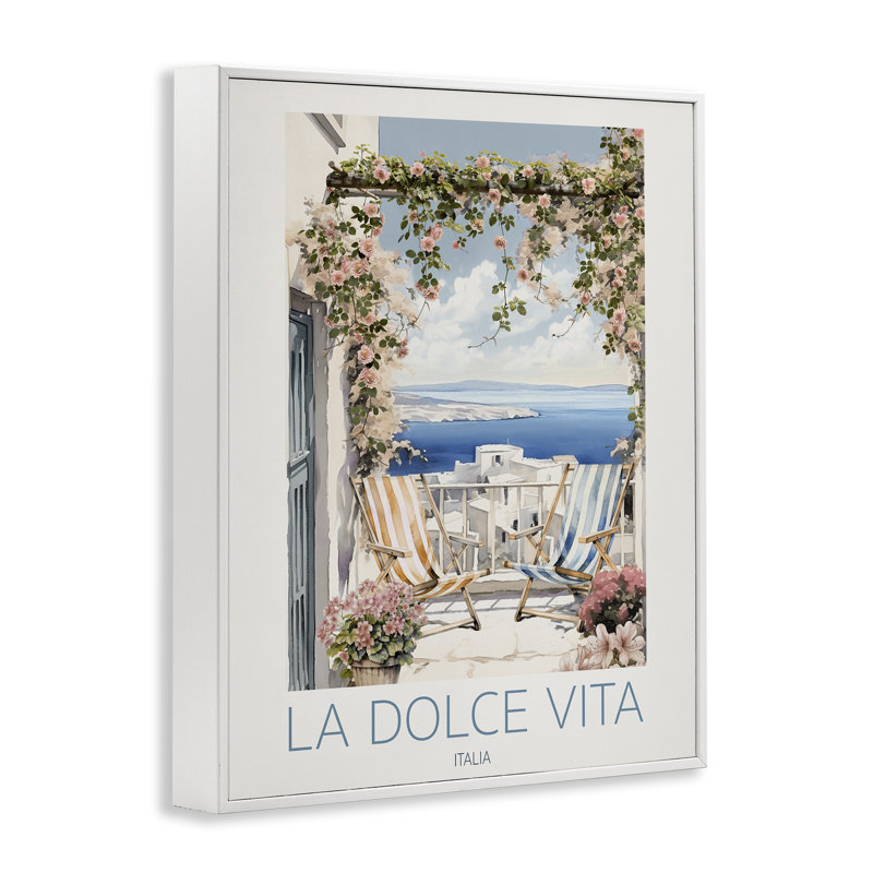 Estampe numérique côtière italienne, vue par CAD Designs, Encadrement giclée blanc côtier, H 30 po x l 24 po