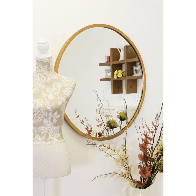 Uplander Wood Flat Wall Mirror, Gold