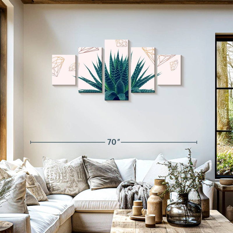 «Succulent Succulent Plant», ensemble de 5 diamants, H 24 po x l 55 po x P 1,25 po