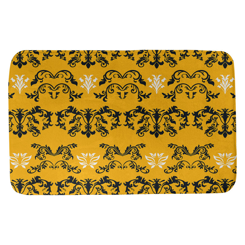 Tapis de bain Pittsburgh Football Baroque, l 17 po x L 24 po, Noir / doré / blanc