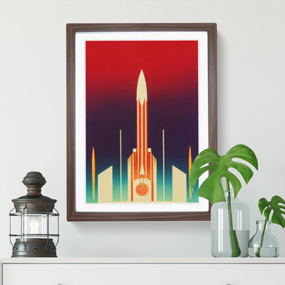 XV1022-4001X Spaceship Rocket Art Deco No.1 - Single Picture Frame Print