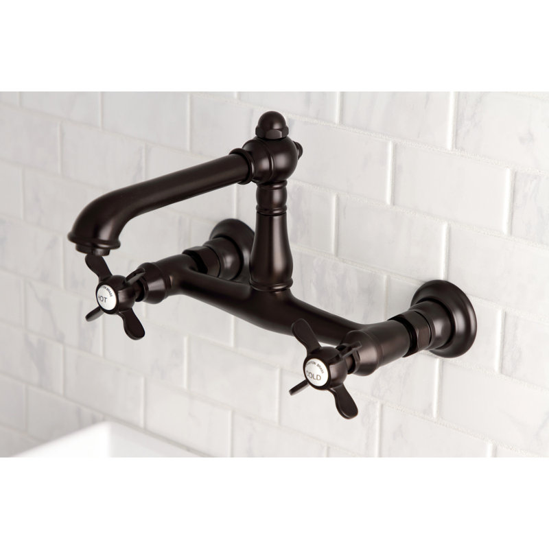 Kingston Brass Essex Two-Handle 2-Hole Wall Mount Bathroom Faucet, Oil Rubbed Bronze