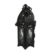 Christmas 23.4 in Black Plastic LED Pillar Candle Lantern Battery Operated,  Single Pack, by Holiday Time 