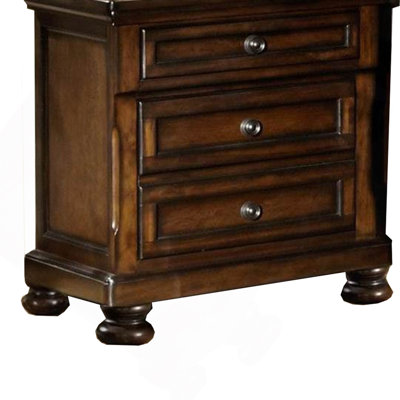 Table de chevet classique en bois avec 2 tiroirs brun