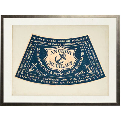 Vintage anchor label in navy