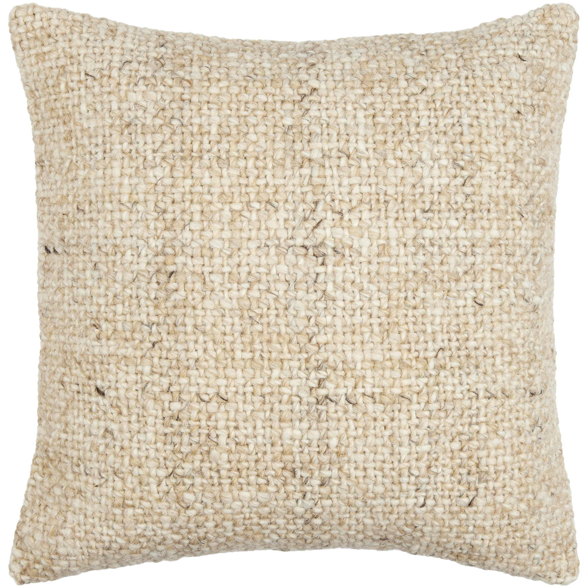 Wool Throw Pillow, 22"H x 22"W, Polyester/Polyfill, Beige
