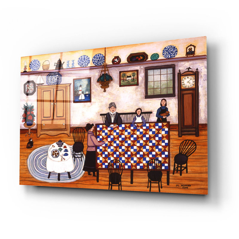«Cape Cod Quilters» par JL Munro, art mural en verre acrylique épique, 24 po x 16 po, H 16 po x l 24 po